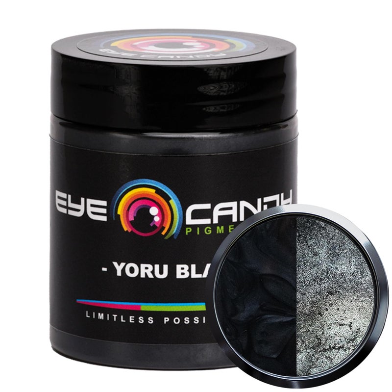 Eye Candy Pigments Premium Black Mica Powder - Yoru Black (25gr) - for Epoxy, Resin, Soap, Paint, Woodworking, Acrylic Pouring, Bath Bombs, Fishing Lures - DIY Arts and Crafts Additive - Image 1